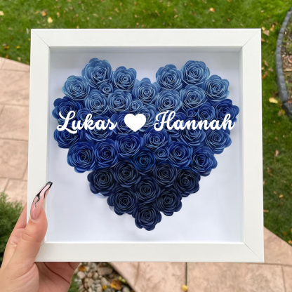 Jahrestagsgeschenk Für Freundin Personalisierte Blumen-Schattenbox Mit Text Trockenrosen Bilderrahmen Für Freundin