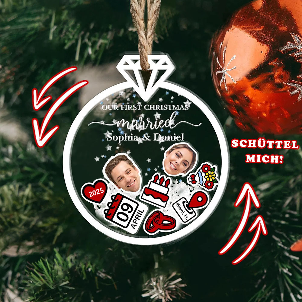 Personalisierter Verheiratet Weihnachts 4D Wackelkopf Ornament Individuelles Erstes Weihnachtsfest Verheiratet Hochzeitsgeschenk