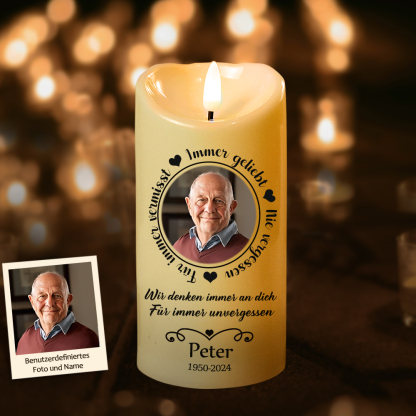 Personalisierte LED Gedenkkerze für Paare Familie Freund oder Freundin Erinnerungsgeschenk