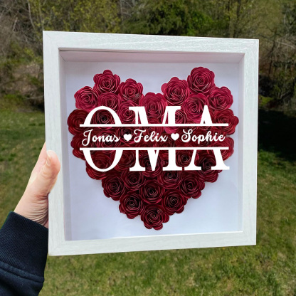 Personalisierte Blumen Schattenbox Geschenk Für Mutter Muttertag Trockenrosen Geschenkbox Mit 1-5 Namen Geburtstagsgeschenk