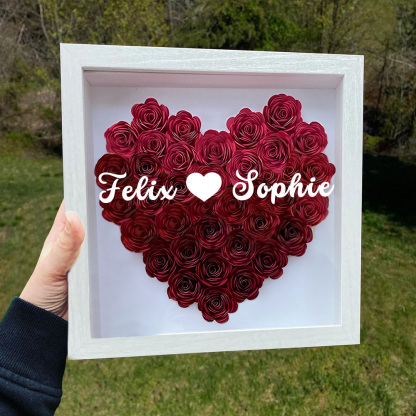 Jahrestagsgeschenk Für Freundin Personalisierte Blumen-Schattenbox Mit Text Trockenrosen Bilderrahmen Für Freundin