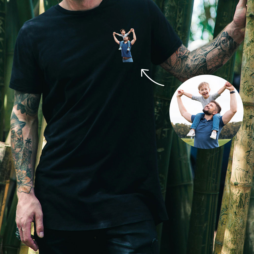 Personalisiertes Vatertag Shirt Mit Linienzeichnung Porträt Nach Foto Geschenk Für Papa