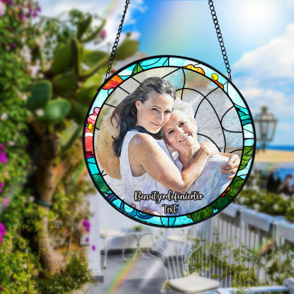 Personalisierter Paarporträt Sonnenfänger Individuelles Buntglas Fenster Jubiläumsgeschenk