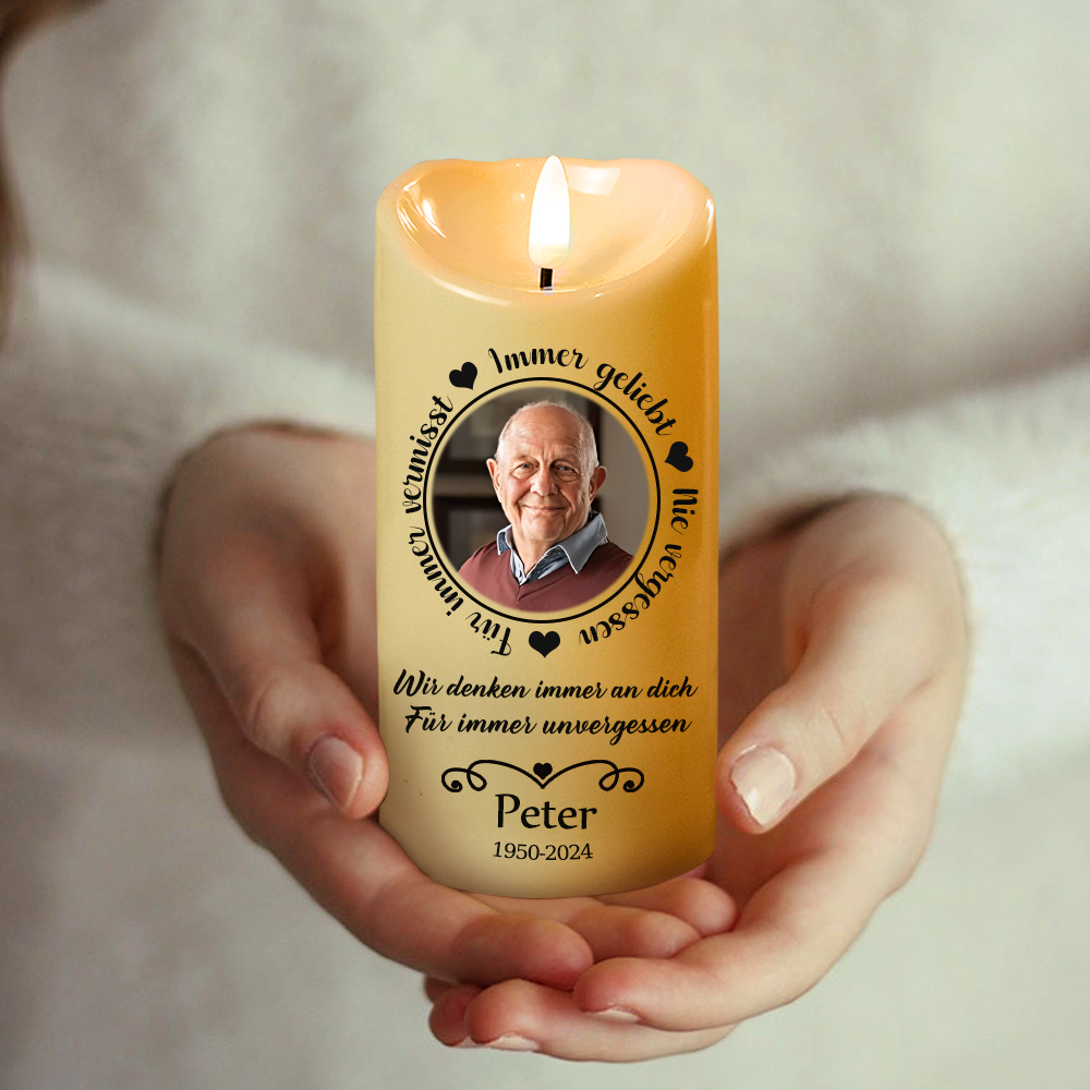 Personalisierte LED Gedenkkerze für Paare Familie Freund oder Freundin Erinnerungsgeschenk