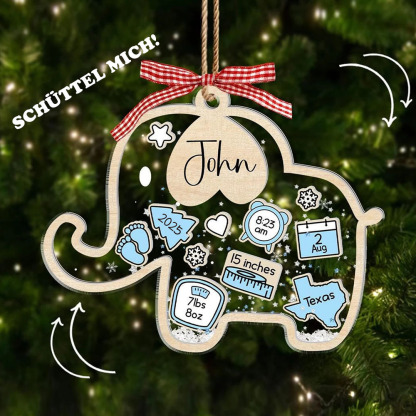 Personalisierter Baby Erstes Weihnachts 4D Wackelkopf Ornament Elefant Kinder Junge Mädchen Weihnachtsgeschenk für Baby