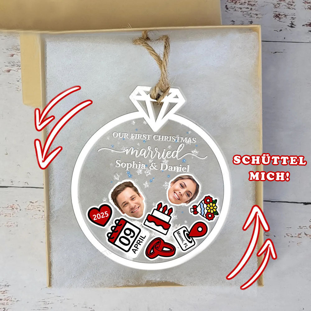 Personalisierter Verheiratet Weihnachts 4D Wackelkopf Ornament Individuelles Erstes Weihnachtsfest Verheiratet Hochzeitsgeschenk