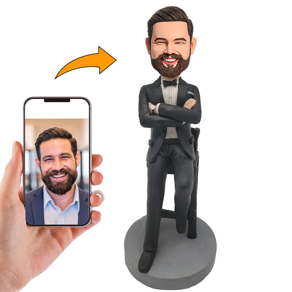 Individueller Wackelkopf Businessmann im Weißen Hemd Handgefertigtes Geschenk für Männer