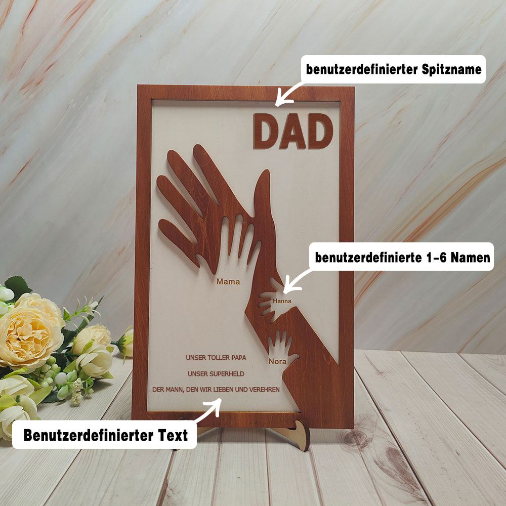 Individuelles Holzschild Mit Papa Und Kinderhänden Personalisierter Namensrahmen Vatertagsgeschenk Von Tochter Oder Sohn