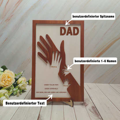 Individuelles Holzschild Mit Papa Und Kinderhänden Personalisierter Namensrahmen Vatertagsgeschenk Von Tochter Oder Sohn