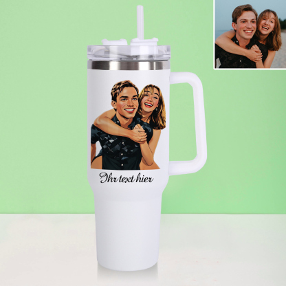 Personalisierter Edelstahl Tumbler mit Griff 1,2L Foto Becher