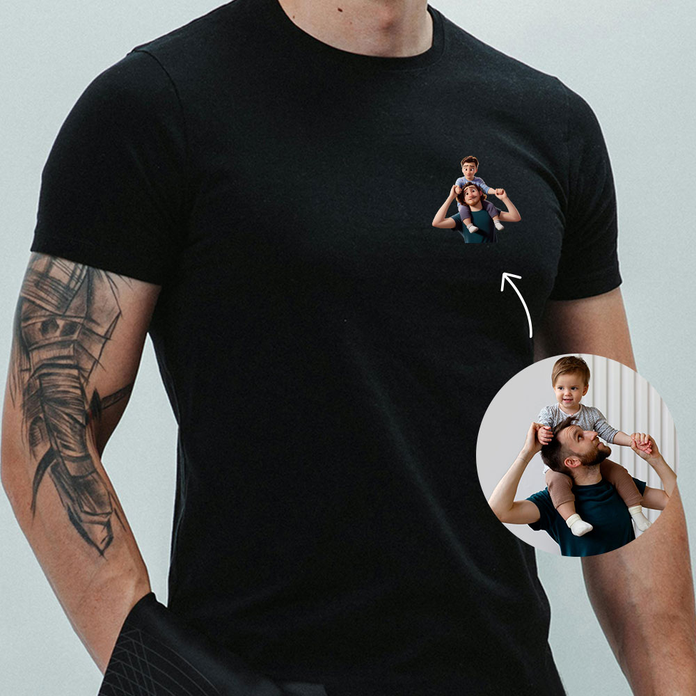 Personalisiertes Vatertag Shirt Mit Linienzeichnung Porträt Nach Foto Geschenk Für Papa