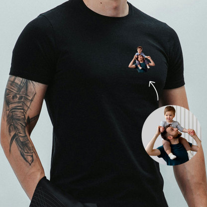 Personalisiertes Vatertag Shirt Mit Linienzeichnung Porträt Nach Foto Geschenk Für Papa