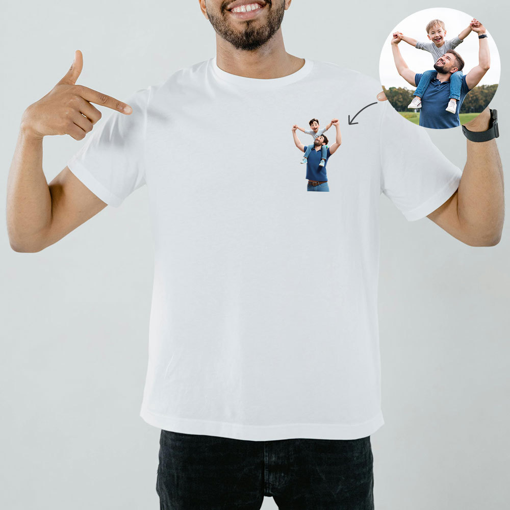 Personalisiertes Vatertag Shirt Mit Linienzeichnung Porträt Nach Foto Geschenk Für Papa