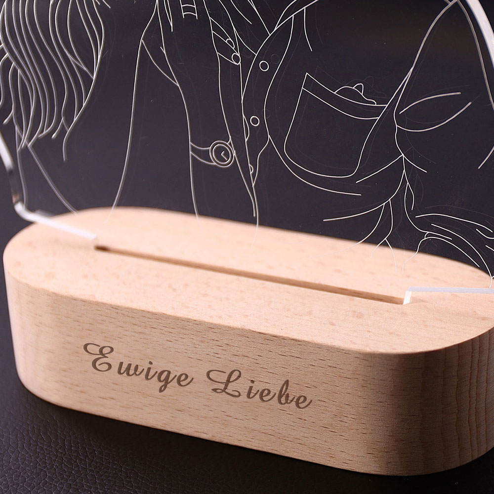Personalisierte 3D Fotolampe mit Gravur Line Art Porträt Nachtlicht Geschenk zur Hochzeit oder zum Jahrestag