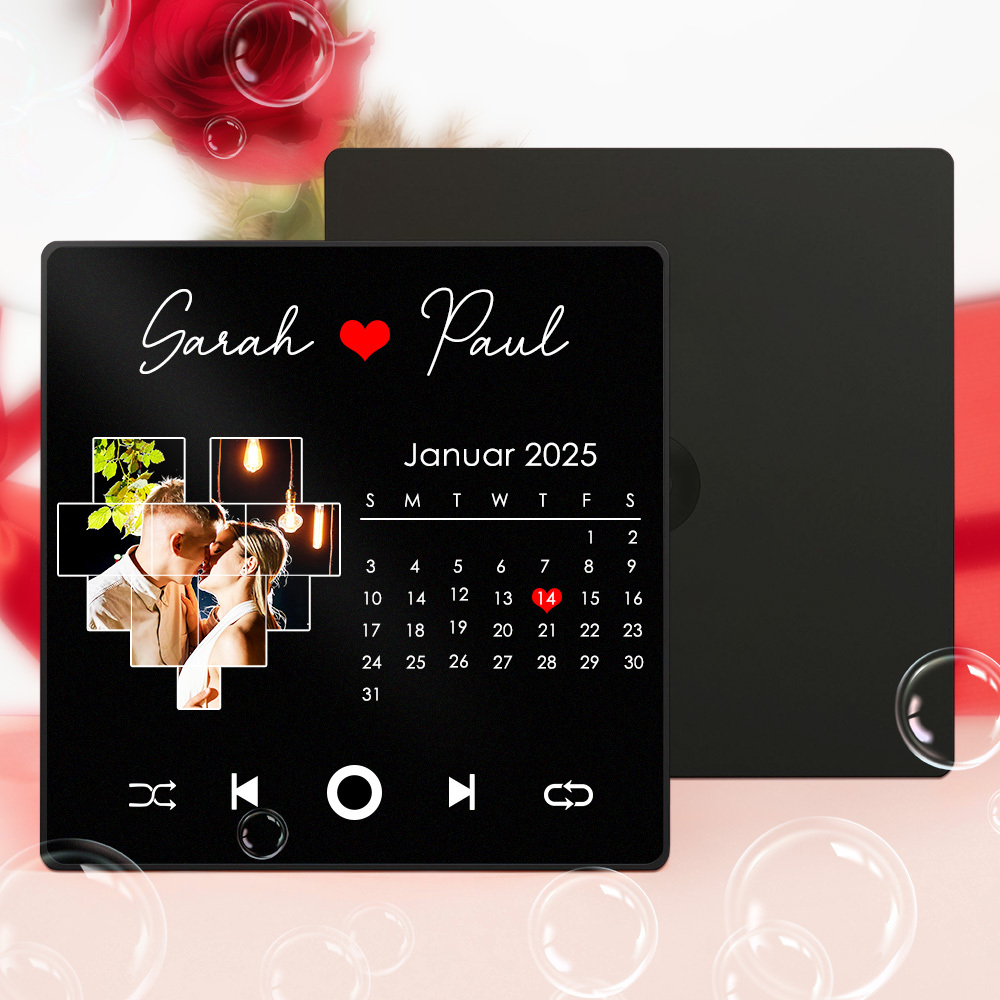 Personalisierter Kühlschrankmagnet mit Foto und Liebessong zum direkten Abspielen