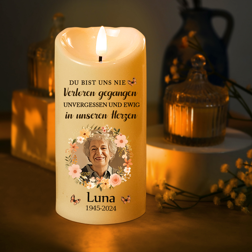 Personalisierte LED Gedenkkerze Flammenlose Elektrische Kerze als Weihnachtsgeschenk