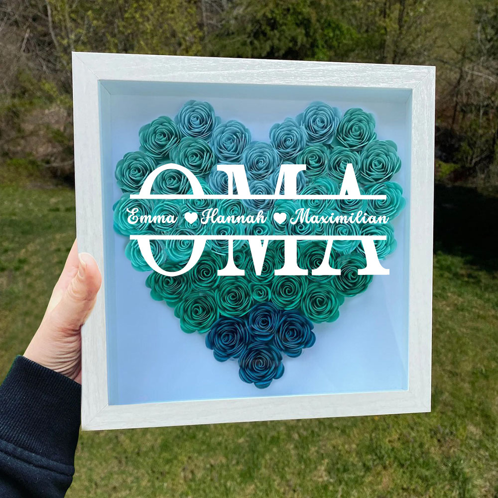 Personalisierte Blumen Schattenbox Geschenk Für Mutter Muttertag Trockenrosen Geschenkbox Mit 1-5 Namen Geburtstagsgeschenk