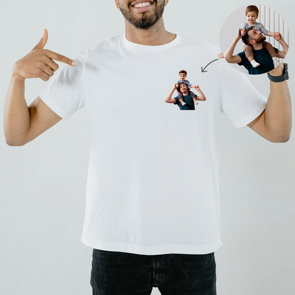 Personalisiertes Vatertag Shirt Mit Linienzeichnung Porträt Nach Foto Geschenk Für Papa