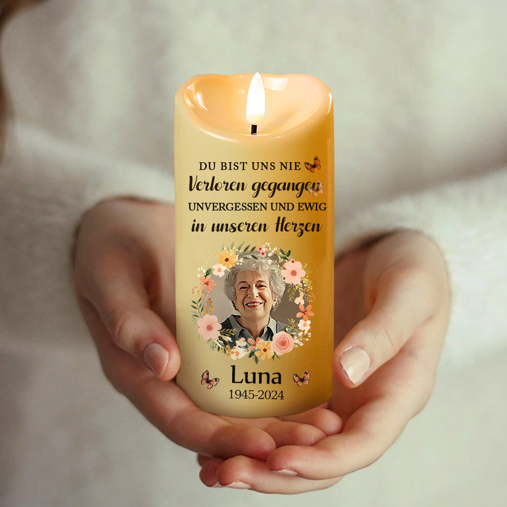 Personalisierte LED Gedenkkerze Flammenlose Elektrische Kerze als Weihnachtsgeschenk