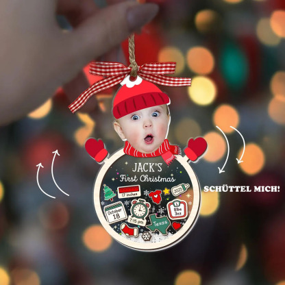 Personalisierte Weihnachtskugel Mit Babyfoto 4D Wackel Geburtsschmuck Erstes Weihnachten