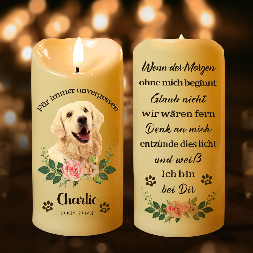 Personalisierte LED Gedenkkerze Flammenlose Elektrische Kerze Geschenk für Tierliebhaber