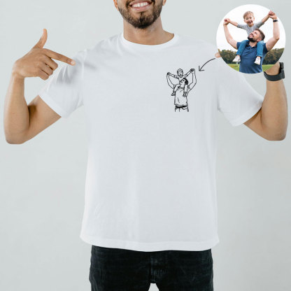Personalisiertes Vatertag Shirt Mit Linienzeichnung Porträt Nach Foto Geschenk Für Papa