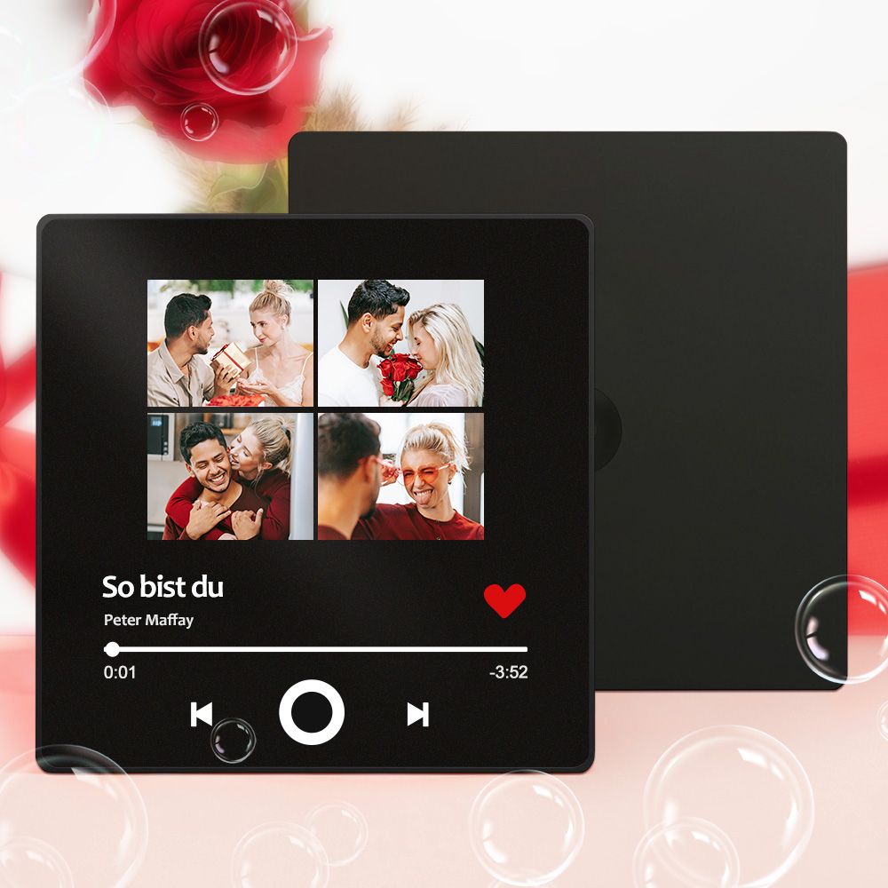 Personalisierter Kühlschrankmagnet mit Foto und Liebessong zum direkten Abspielen