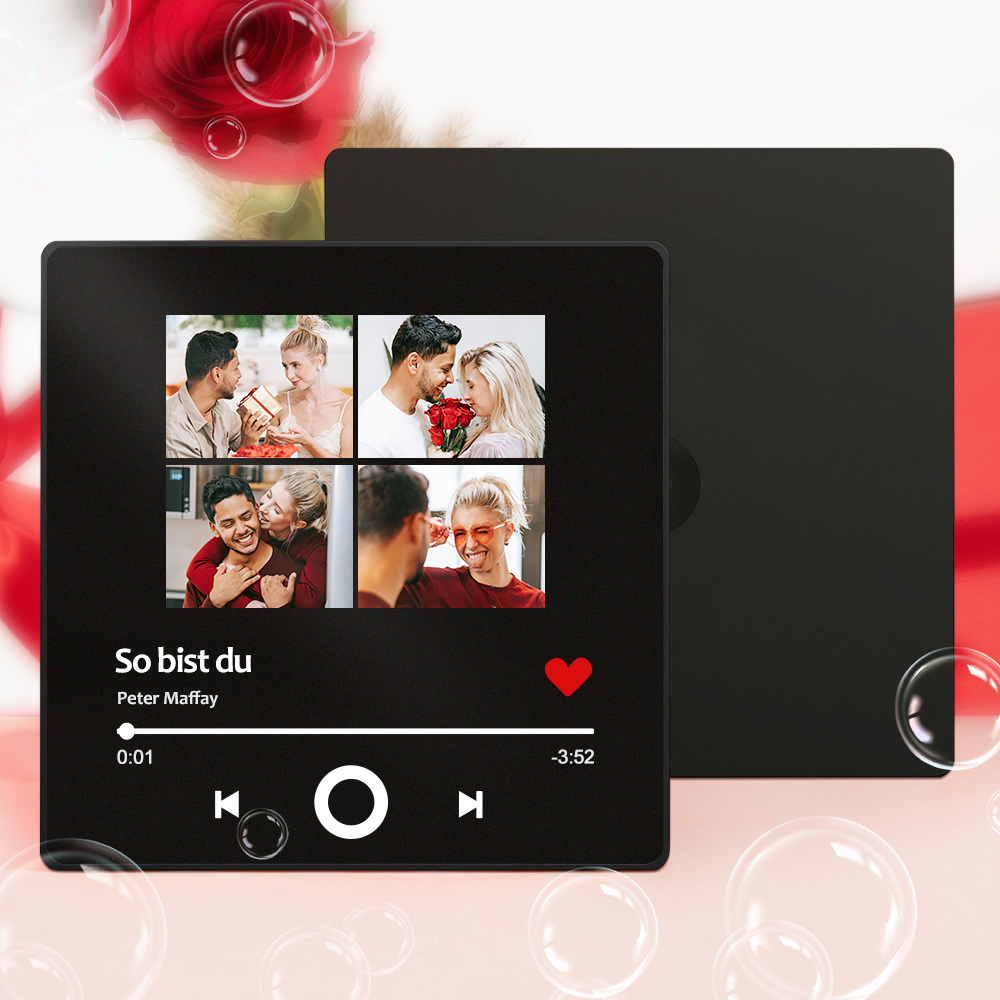 Personalisierter Kühlschrankmagnet mit Foto und Liebessong zum direkten Abspielen