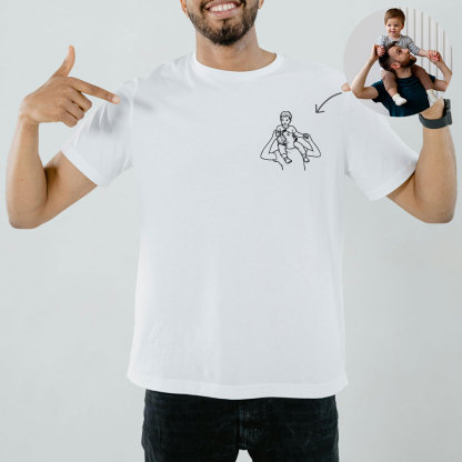 Personalisiertes Vatertag Shirt Mit Linienzeichnung Porträt Nach Foto Geschenk Für Papa