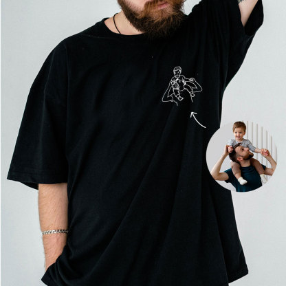 Personalisiertes Vatertag Shirt Mit Linienzeichnung Porträt Nach Foto Geschenk Für Papa