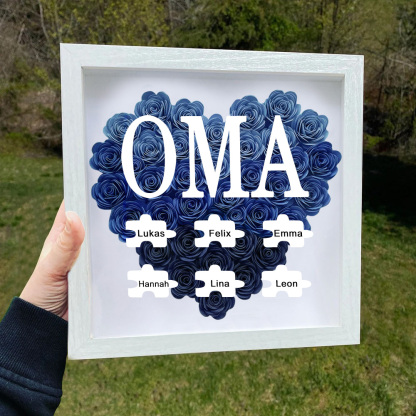 Personalisierte Blumen Schattenbox Individueller Rosenrahmen Mit 1-6 Namen Muttertagsgeschenk Für Mama Oma