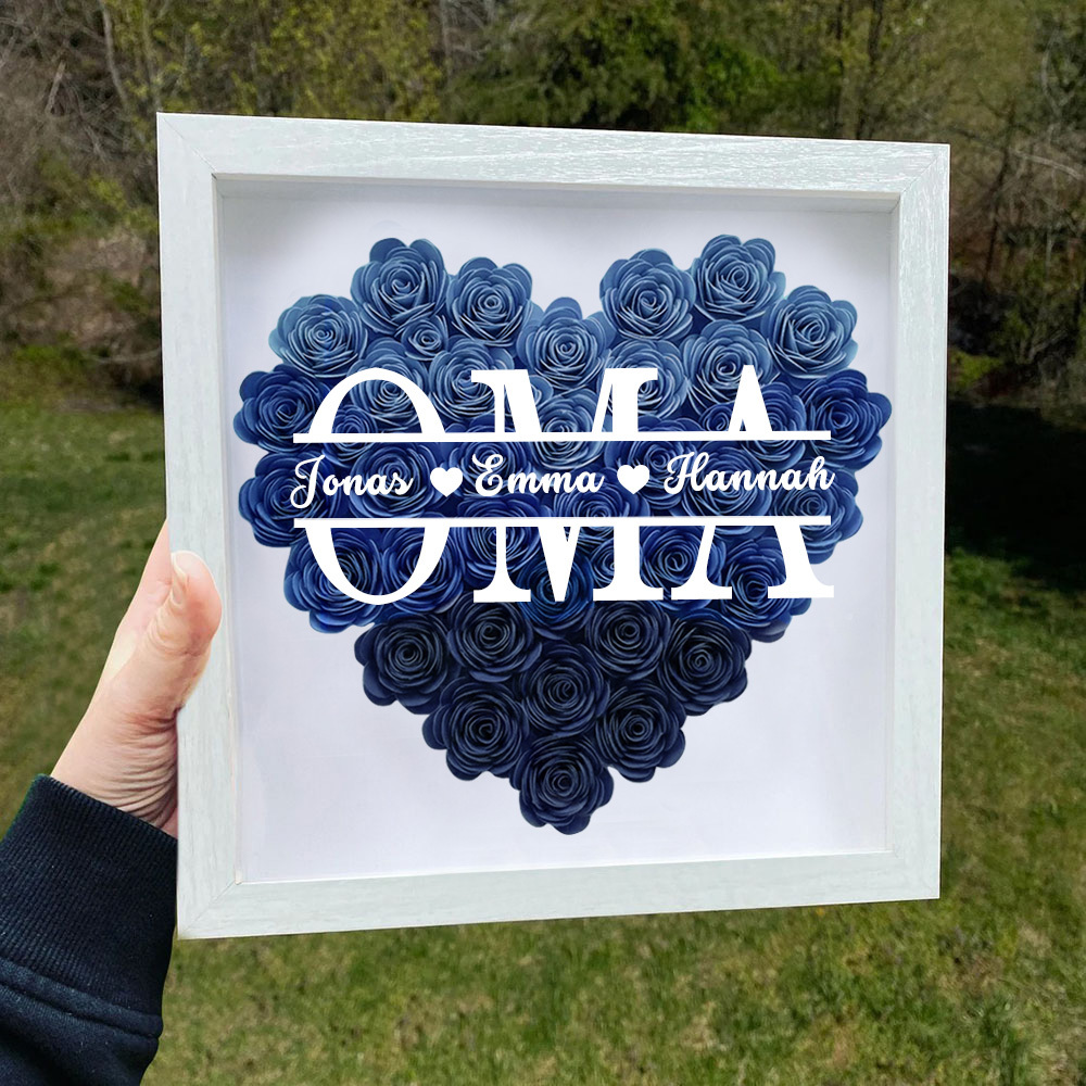 Personalisierte Blumen Schattenbox Geschenk Für Mutter Muttertag Trockenrosen Geschenkbox Mit 1-5 Namen Geburtstagsgeschenk