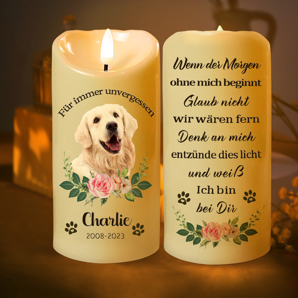 Personalisierte LED Gedenkkerze Flammenlose Elektrische Kerze Geschenk für Tierliebhaber