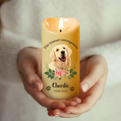 Personalisierte LED Gedenkkerze Flammenlose Elektrische Kerze Geschenk für Tierliebhaber