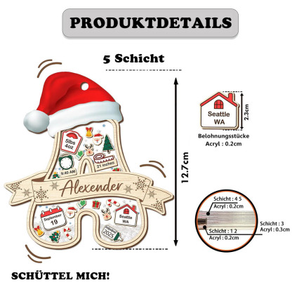 Personalisierter Initialen Babyname Ornament 4D Wackelkopf Ornament Erstes Weihnachtsfest des Babys Geschenk zur Babyparty