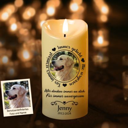 Personalisierte Flammenlose LED Gedenkkerze Trauergeschenk bei Haustierverlust für Tierbesitzer