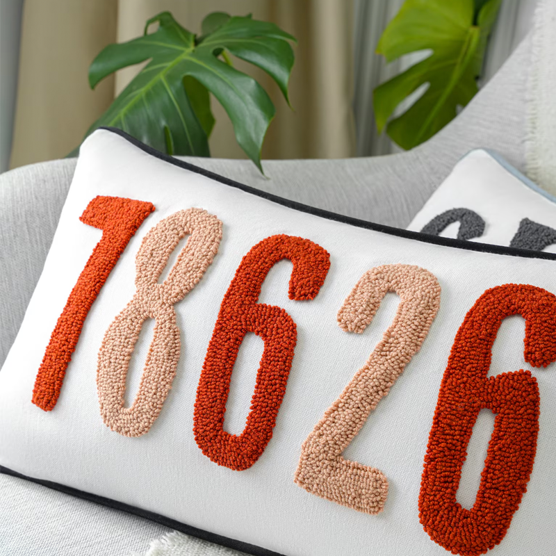 Handgemachtes Personalisiertes Namenskissen Punch Needle Bestickt Baby Mädchen Kissen Geschenk