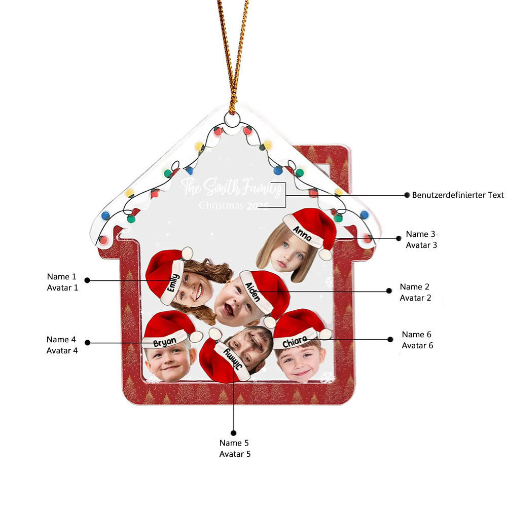 Personalisierter Familienfoto und Name 4D Wackelkopf Ornament Weihnachtsmann Weihnachtsbaum Andenken Geschenk 2025