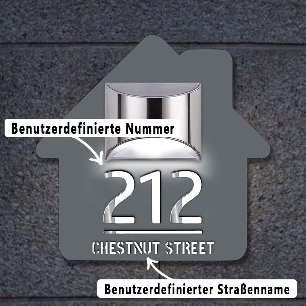 Personalisierte Hausnummer Schild Mit LED Licht Solar Beleuchtet Wasserdicht Spiegel Nummer Laser Geschnitten Adresse Schild Für Einweihungsgeschenke