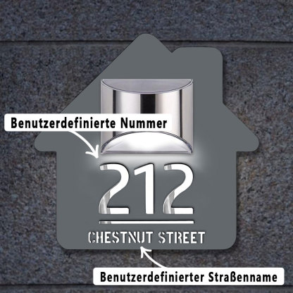 Personalisierte Hausnummer Schild Mit LED Licht Solar Beleuchtet Wasserdicht Spiegel Nummer Laser Geschnitten Adresse Schild Für Einweihungsgeschenke