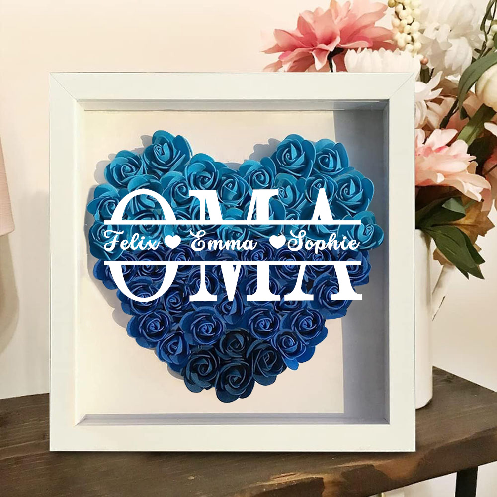 Personalisierte Blumen Schattenbox Geschenk Für Mutter Muttertag Trockenrosen Geschenkbox Mit 1-5 Namen Geburtstagsgeschenk