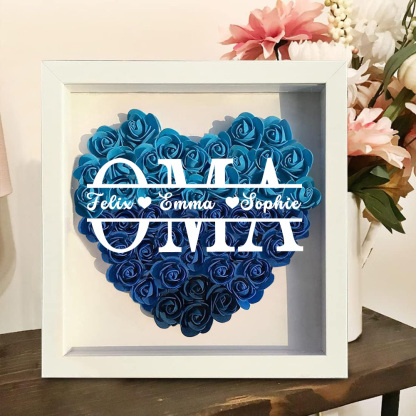 Personalisierte Blumen Schattenbox Geschenk Für Mutter Muttertag Trockenrosen Geschenkbox Mit 1-5 Namen Geburtstagsgeschenk