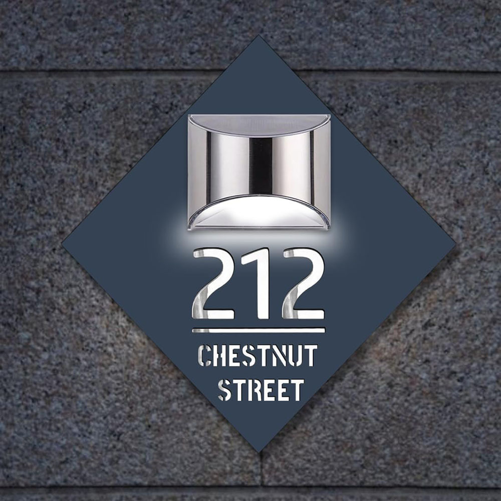 Personalisierte Hausnummer Schild Mit LED Licht Solar Beleuchtet Wasserdicht Spiegel Nummer Laser Geschnitten Adresse Schild Für Einweihungsgeschenke