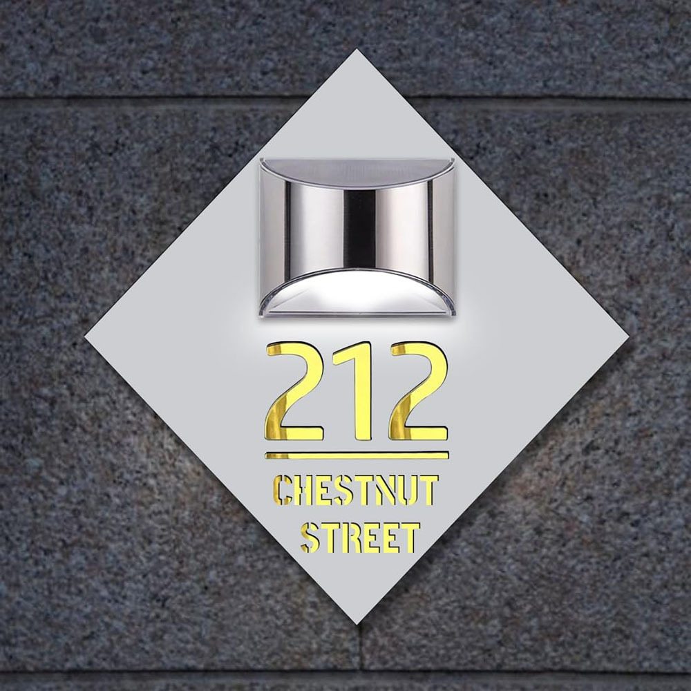 Personalisierte Hausnummer Schild Mit LED Licht Solar Beleuchtet Wasserdicht Spiegel Nummer Laser Geschnitten Adresse Schild Für Einweihungsgeschenke