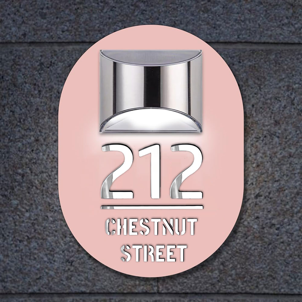 Personalisierte Hausnummer Schild Mit LED Licht Solar Beleuchtet Wasserdicht Spiegel Nummer Laser Geschnitten Adresse Schild Für Einweihungsgeschenke