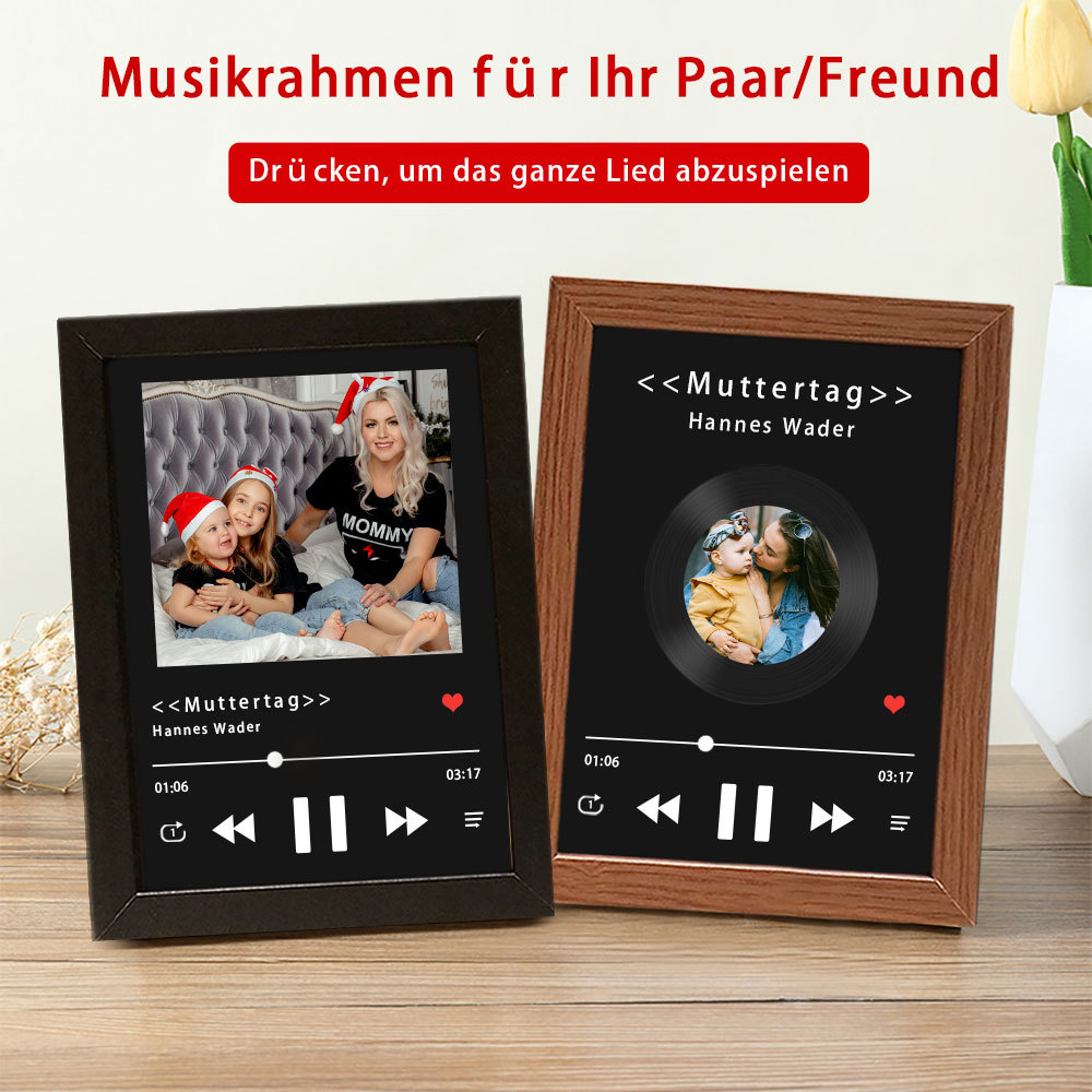 Individueller Musikrahmen mit Mondmotiv Geburtsdatum und vollständiger Songwiedergabe
