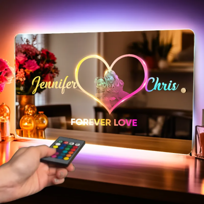 Personalisierter Foto Und Namensspiegel LED Beleuchtetes Schild Schlafzimmer Weihnachtsgeschenk