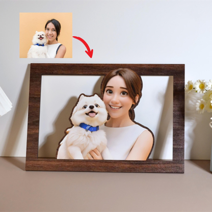 Personalisierte Haustier Cartoon Porträt Lampe Im Pixar Stil Mit Foto Und Gravur