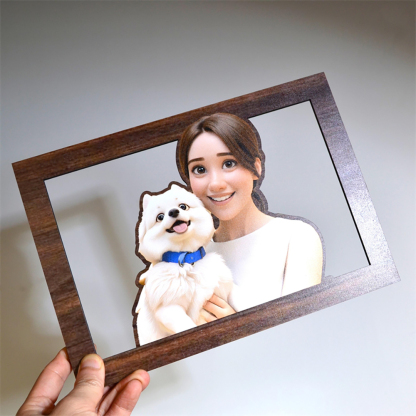 Personalisierte Haustier Cartoon Porträt Lampe Im Pixar Stil Mit Foto Und Gravur