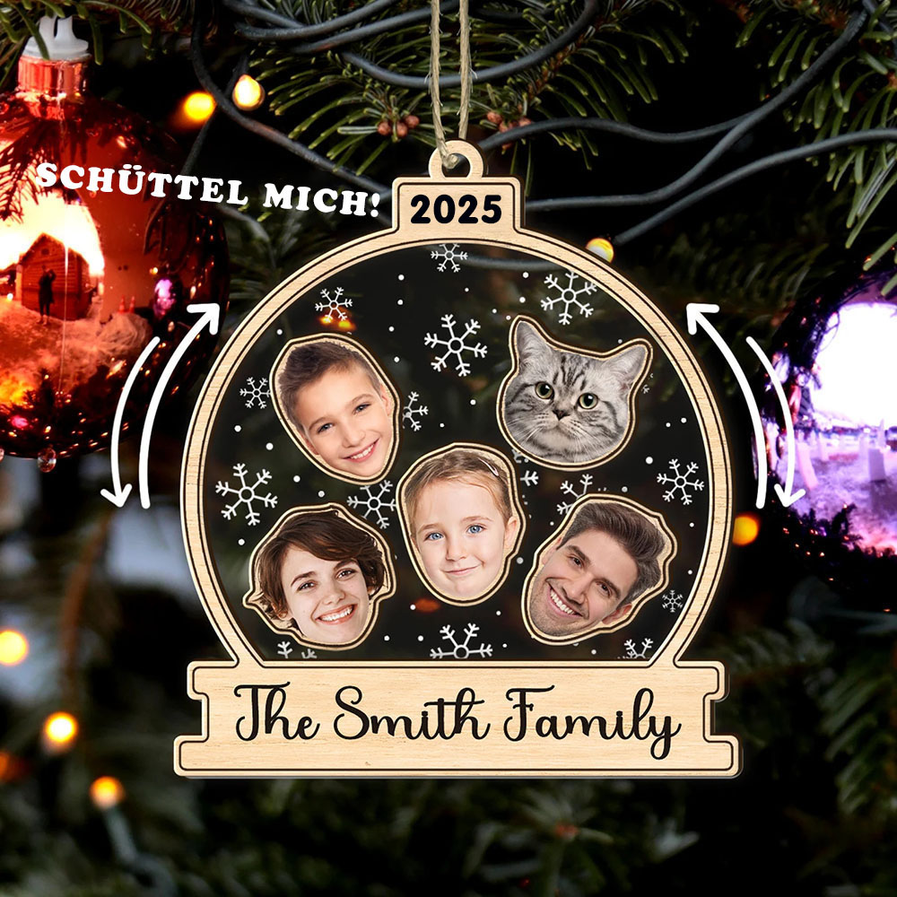 Personalisierter Familiengesicht Foto 4D Wackelkopf Ornament Weihnachtsmann Weihnachtsbaum Andenken Geschenk 2025